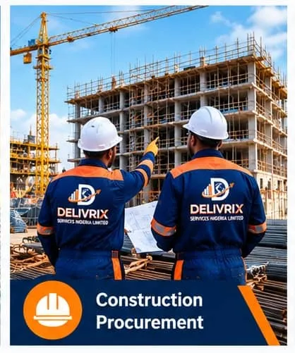 Construction procurement: team reviewing building materials at a site